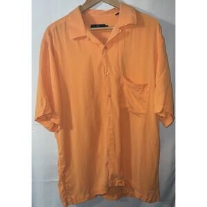 Bugatchi Uomo Mens Sz XL Casual Shirt Classic Fit 100% Tencel Orange